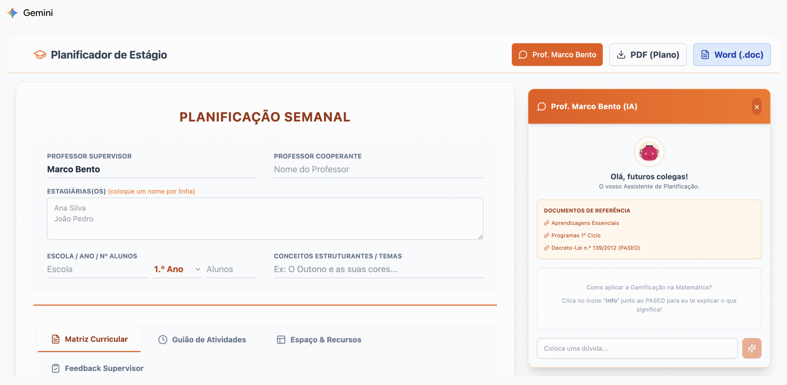 Print screen Tutor IA Marco Bento
